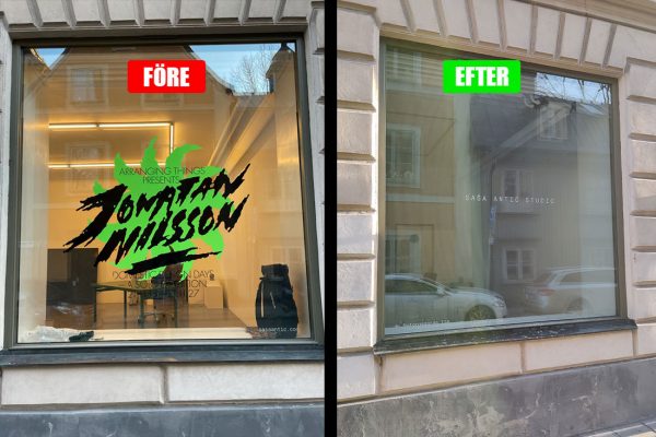 Ta bort logotyp på skyltfönster Stockholm södermalm kungsholmen östermalm